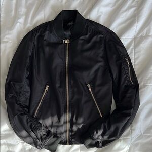 Topshop Black Bomber Jacket with Stand-Up Collar